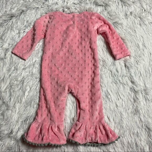 Mudpie Pink Blue Bird Ruffle Bottom Romper - Picture 3 of 4